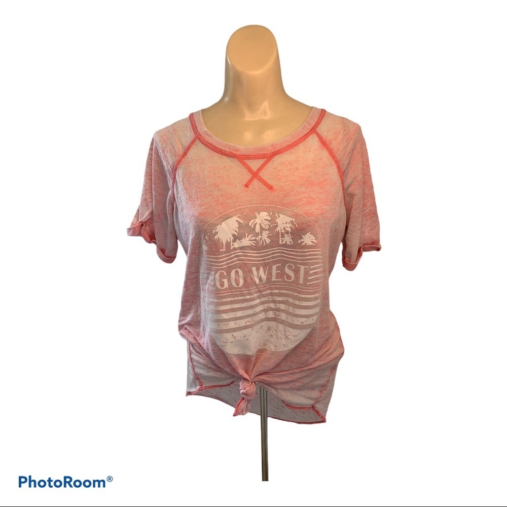 Grayson Threads S Pink Graphic Burnout Top